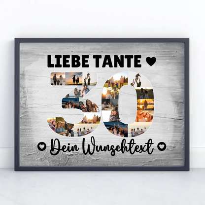 Personalisiertes Poster mit Wunschtext zum 30 Geburtstag Tante