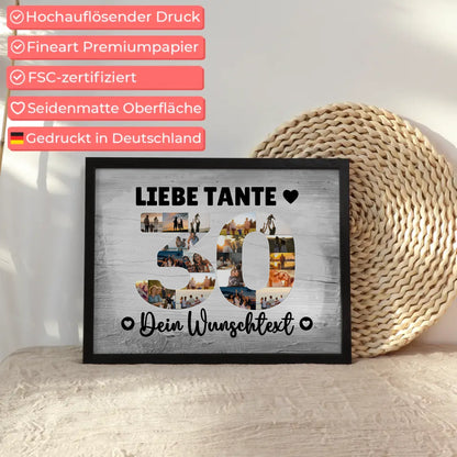 Personalisiertes Poster mit Wunschtext zum 30 Geburtstag Tante