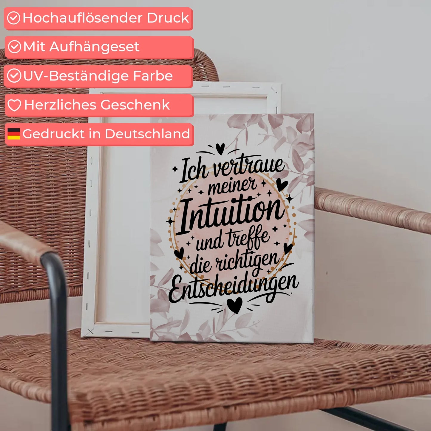 Sprüche Leinwand Affirmation Ich vertraue meiner Intuition