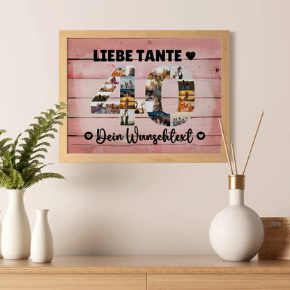 Personalisiertes Poster Wunschtext 40 Geburtstag Tante