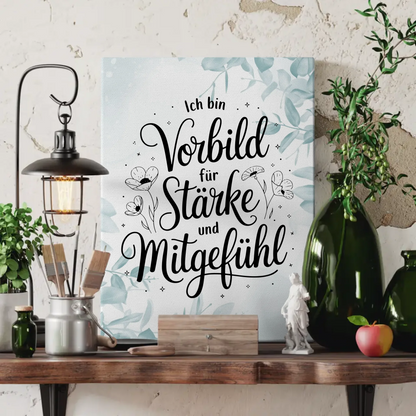 Leinwand mit Spruch Affirmation Ich bin ein Vorbild positiv