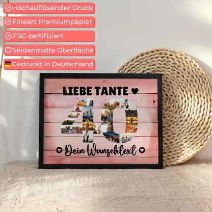 Personalisiertes Poster Wunschtext 40 Geburtstag Tante