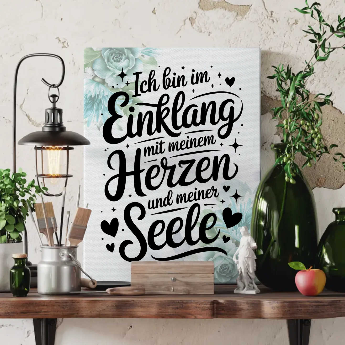Leinwand Spruch Affirmation Ich bin im Einklang Herz Seele
