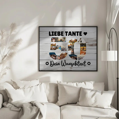 Personalisiertes Poster mit Wunschtext zum 50 Geburtstag Tante