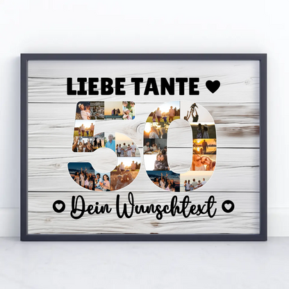 Personalisiertes Poster mit Wunschtext zum 50 Geburtstag Tante