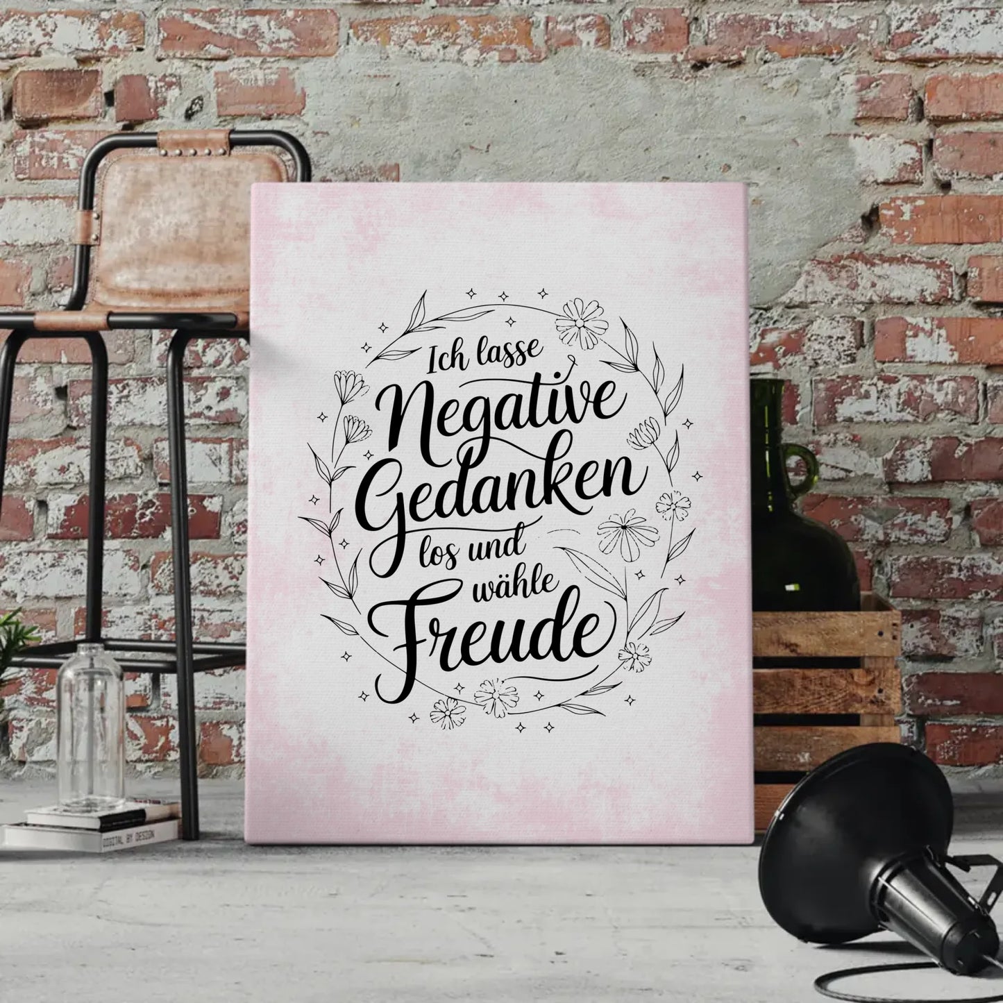 Affirmation Spruch Leinwand Ich lasse negative Gedanken los positiv