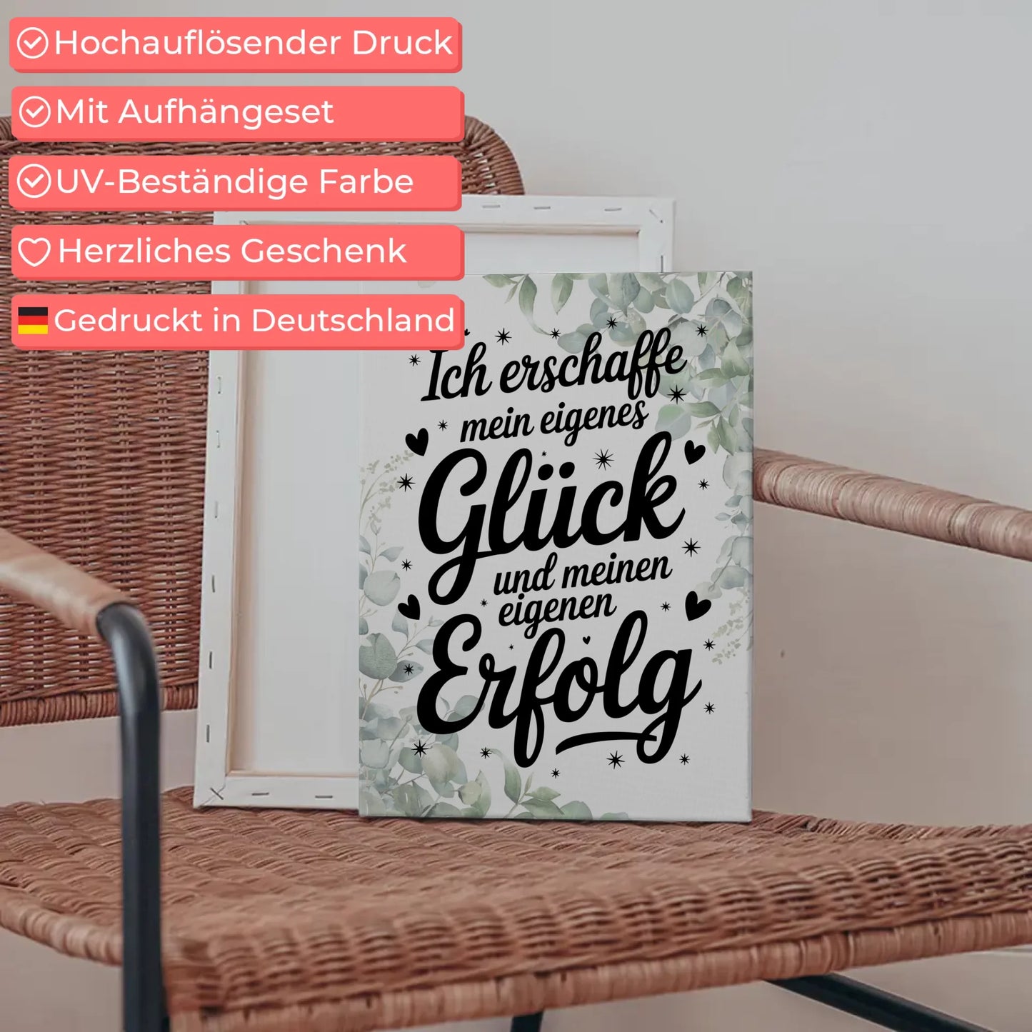 Affirmation Sprüche Leinwand Ich erschaffe dein Glück Erfolg