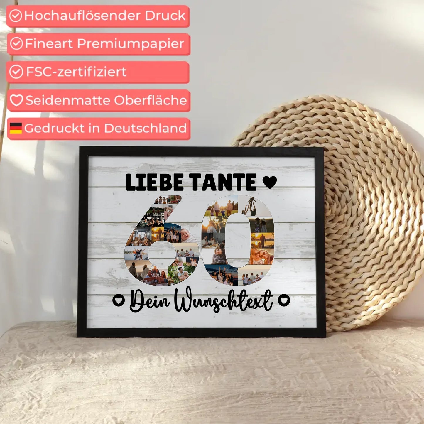 Personalisiertes Poster Wunschtext 60 Geburtstag Tante