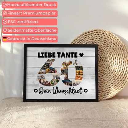 Personalisiertes Poster Wunschtext 60 Geburtstag Tante