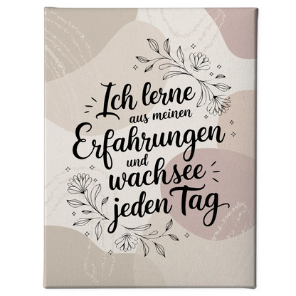 Affirmation Leinwand Spruch Ich lerne aus meinen Erfahrungen