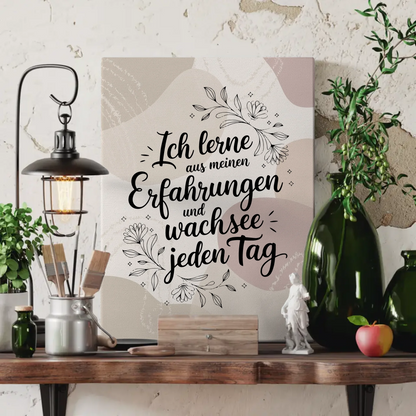 Affirmation Leinwand Spruch Ich lerne aus meinen Erfahrungen