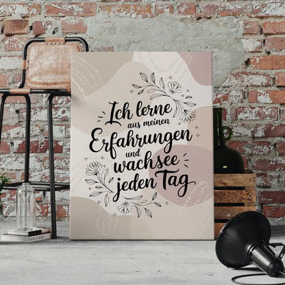Affirmation Leinwand Spruch Ich lerne aus meinen Erfahrungen