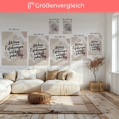 Affirmation Leinwand Spruch Ich lerne aus meinen Erfahrungen