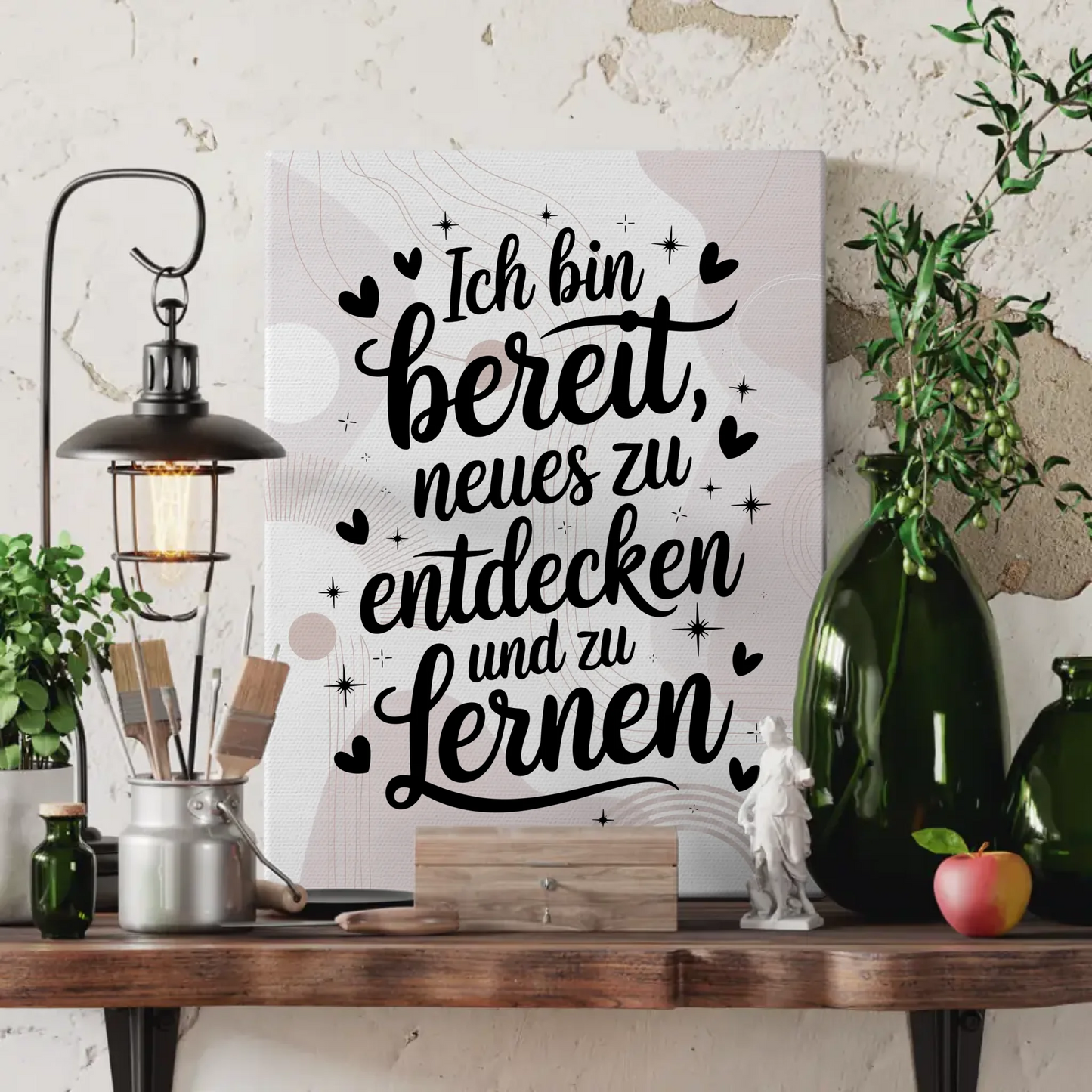 Spruch Leinwand Affirmation Ich bin bereit Neues zu entdecken positiv