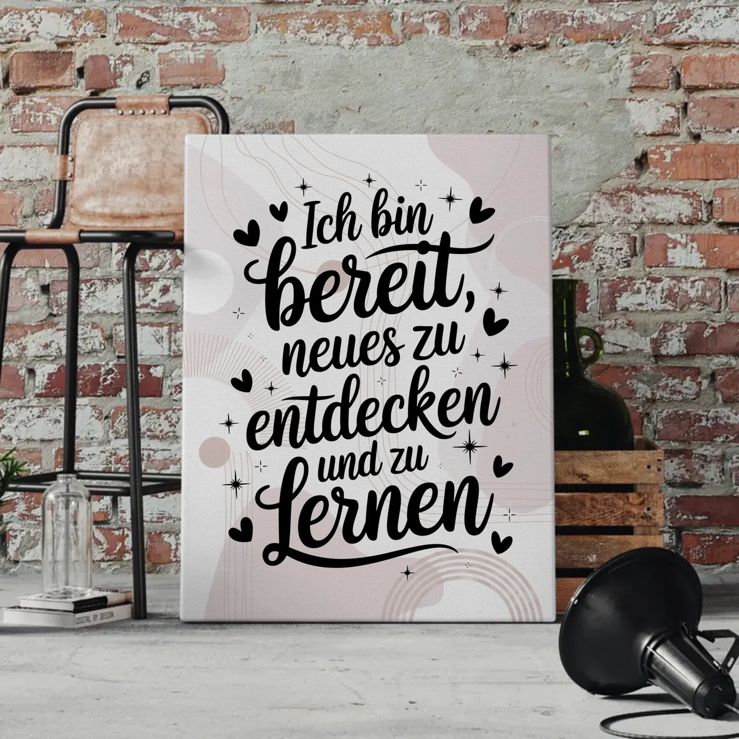 Spruch Leinwand Affirmation Ich bin bereit Neues zu entdecken positiv
