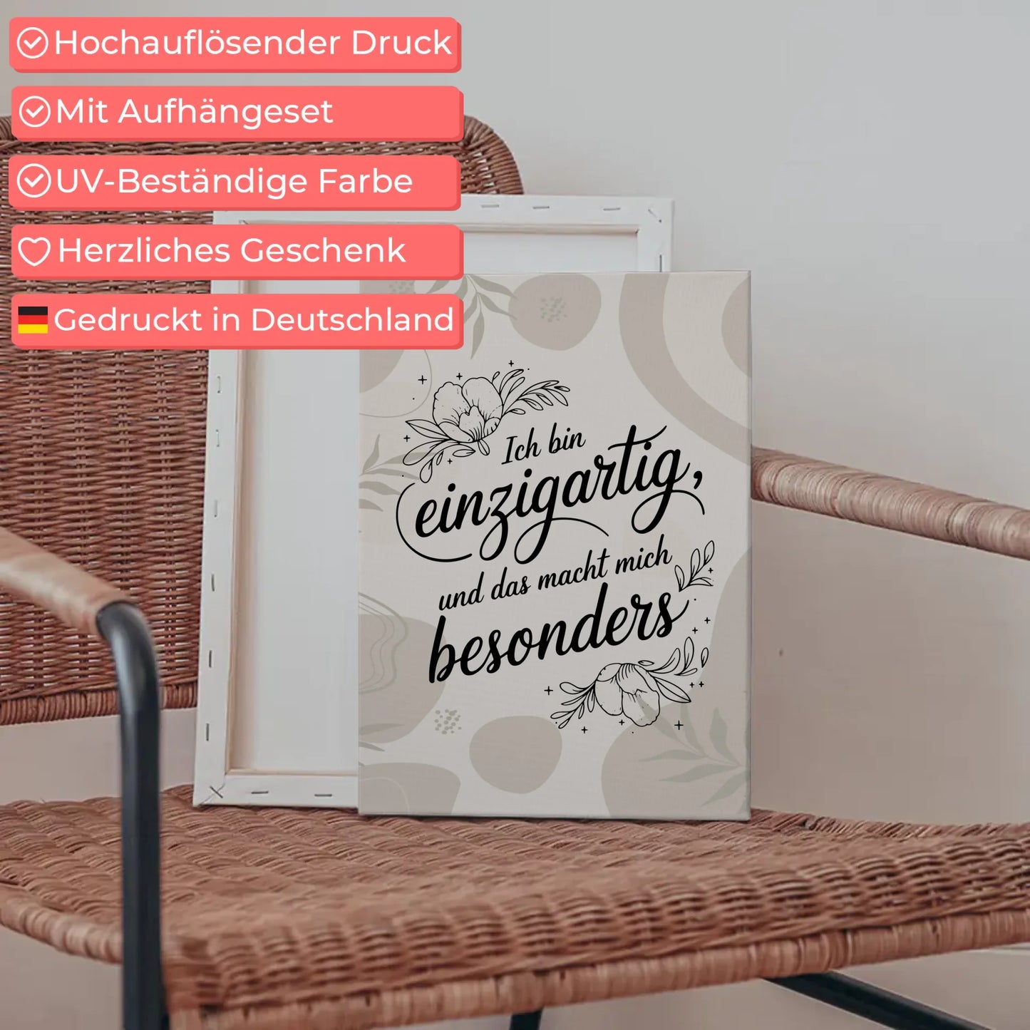 Sprüche Leinwand Affirmation Ich bin einzigartig besonders