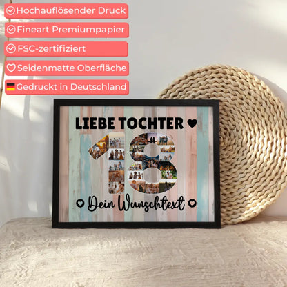 Personalisiertes Poster 18 Geburtstag Wunschtext Tochter