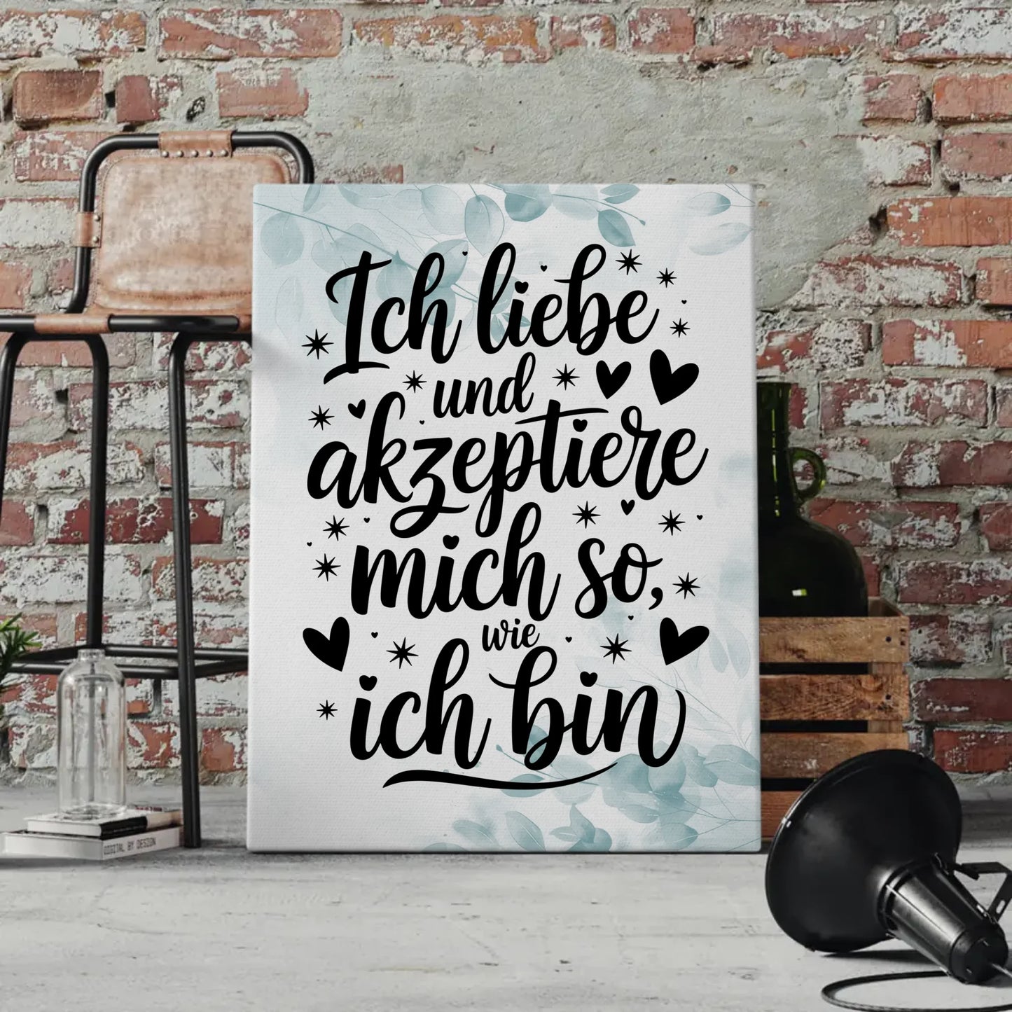 Leinwand Mit Spruch Affirmation Positiv Ich liebe mich so wie ich bin