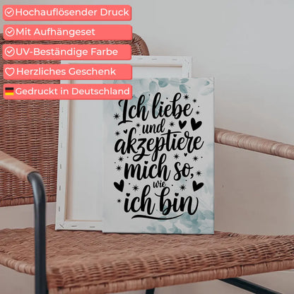 Leinwand Mit Spruch Affirmation Positiv Ich liebe mich so wie ich bin