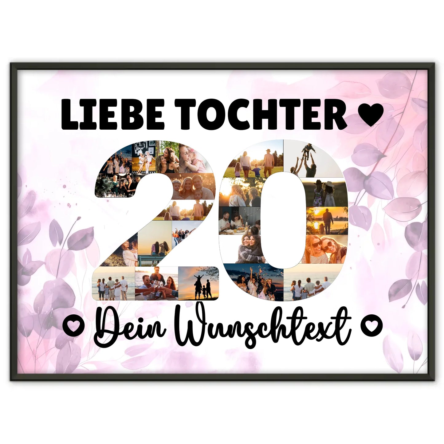 Personalisiertes Poster mit Wunschtext 20 Geburtstag Tochter