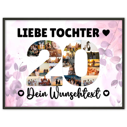 Personalisiertes Poster mit Wunschtext 20 Geburtstag Tochter