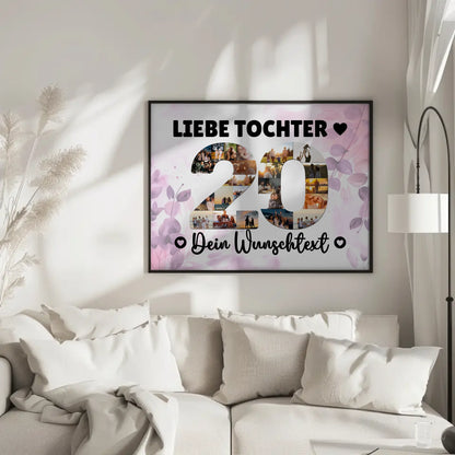 Personalisiertes Poster mit Wunschtext 20 Geburtstag Tochter