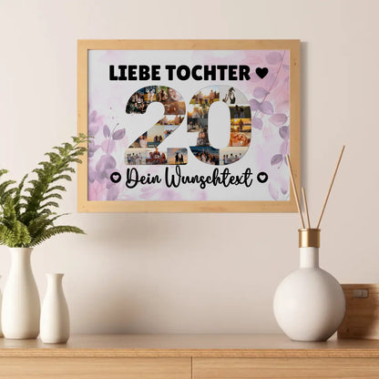 Personalisiertes Poster mit Wunschtext 20 Geburtstag Tochter