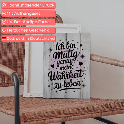 Affirmation Spruch Leinwand Ich bin mutig genug positiv