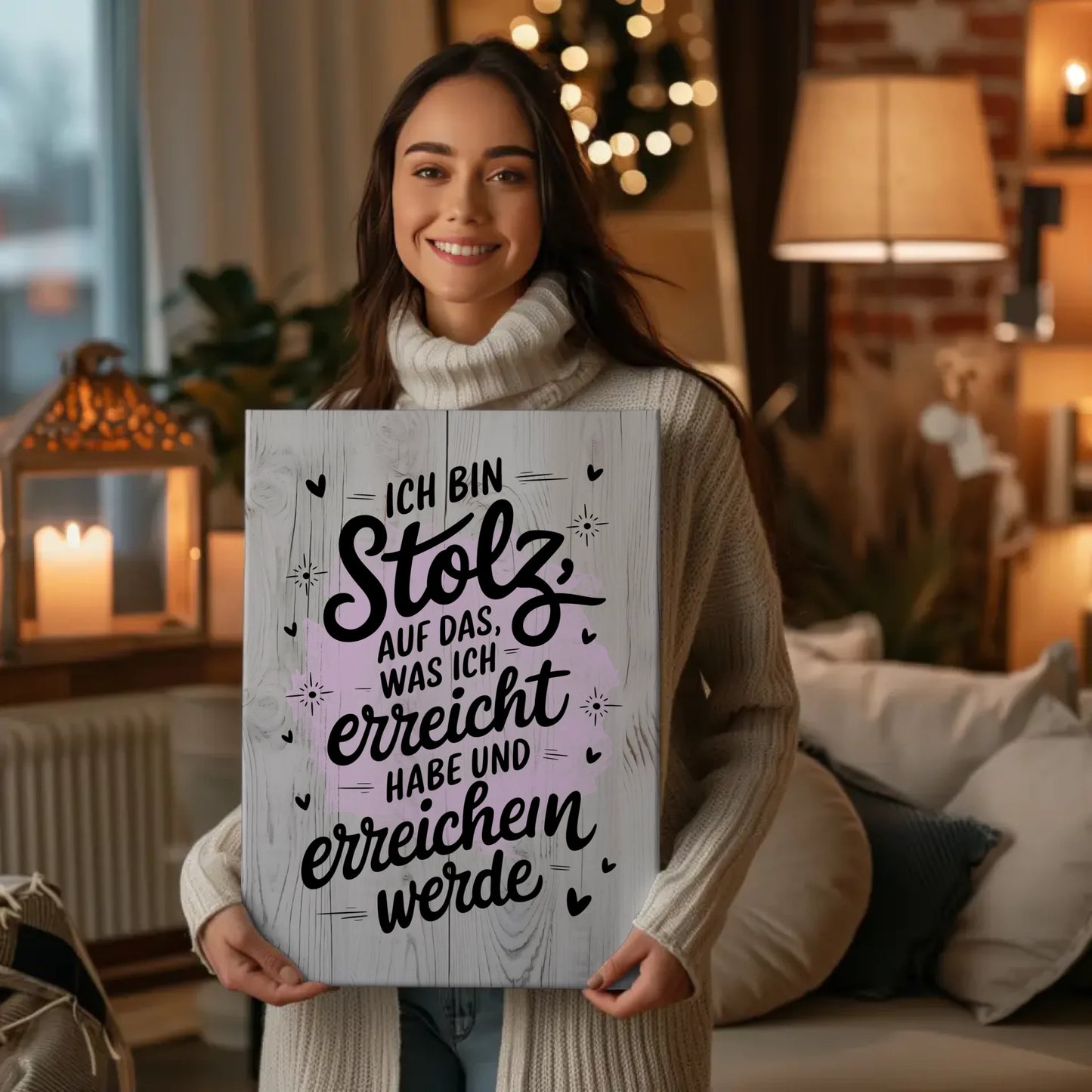 Affirmation Sprüche Leinwand Ich bin stolz auf mich erreichen