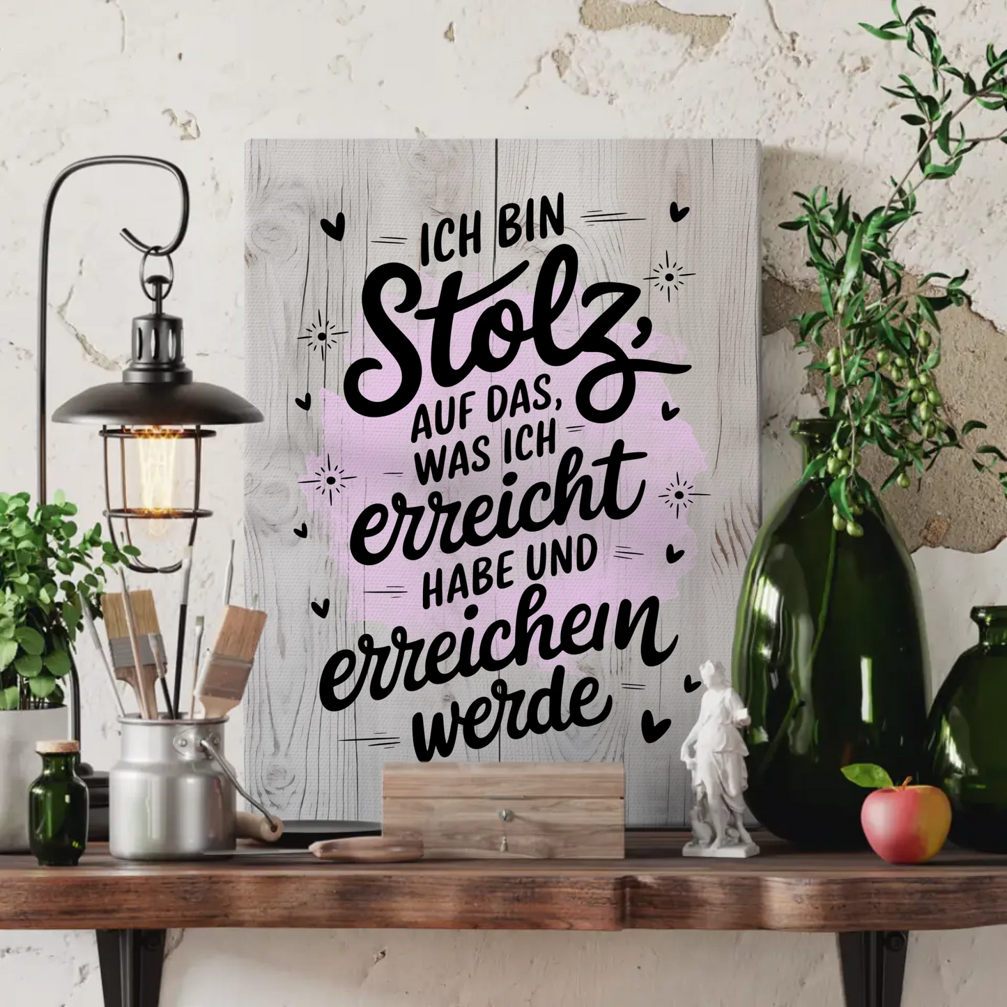 Affirmation Sprüche Leinwand Ich bin stolz auf mich erreichen