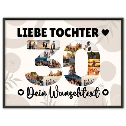 Personalisiertes Poster mit Wunschtext 30 Geburtstag Tochter