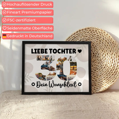 Personalisiertes Poster mit Wunschtext 30 Geburtstag Tochter