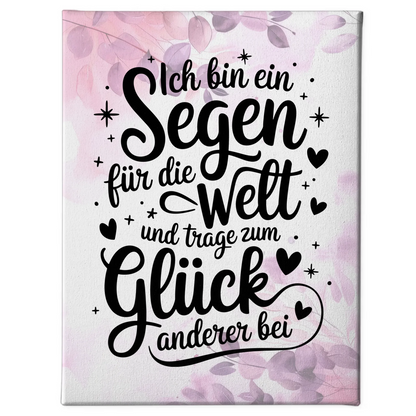 Affirmation Leinwand Mit Spruch Ich bin ein Segen positiv
