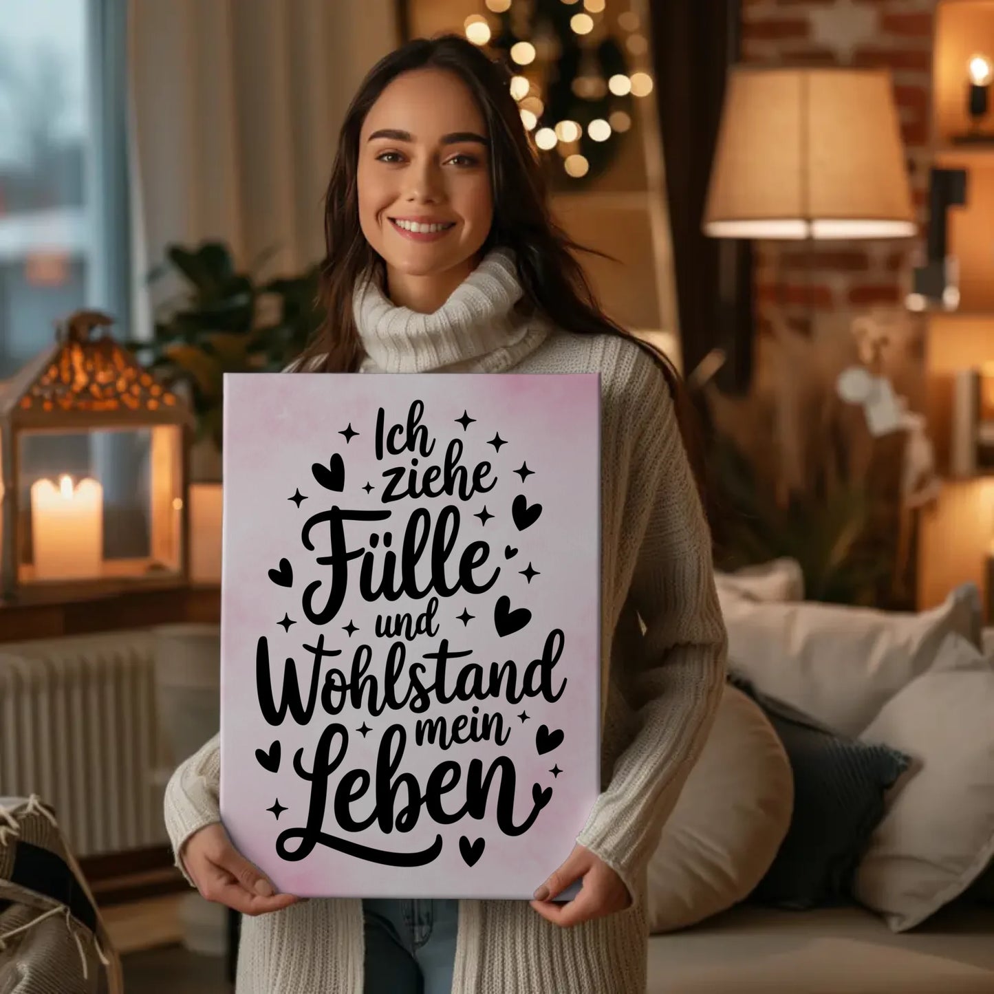 Leinwand Mit Spruch Affirmation Positiv Fülle Wohlstand