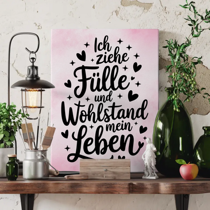 Leinwand Mit Spruch Affirmation Positiv Fülle Wohlstand