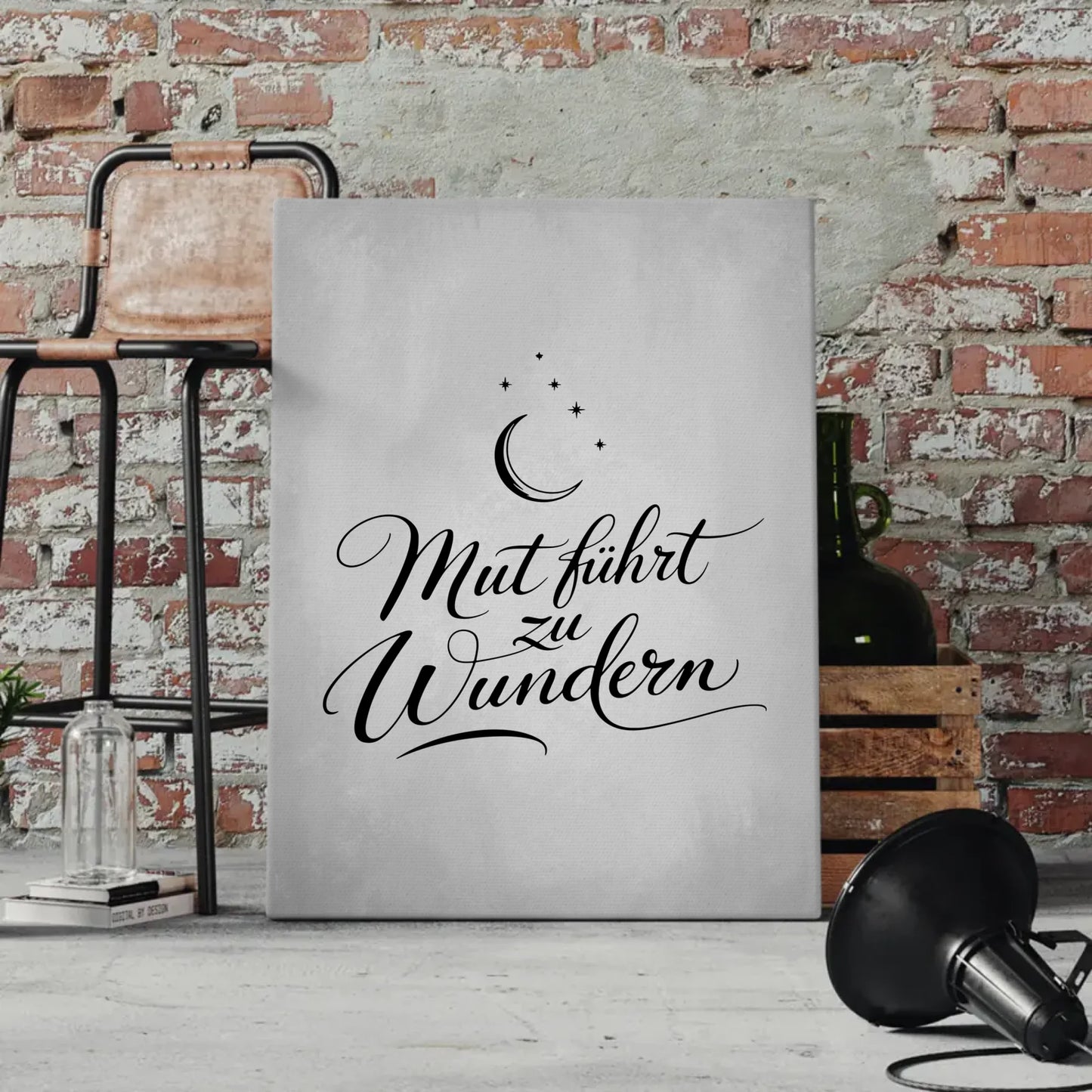 Affirmation Spruch Leinwand Mut führt zu Wundern positiv