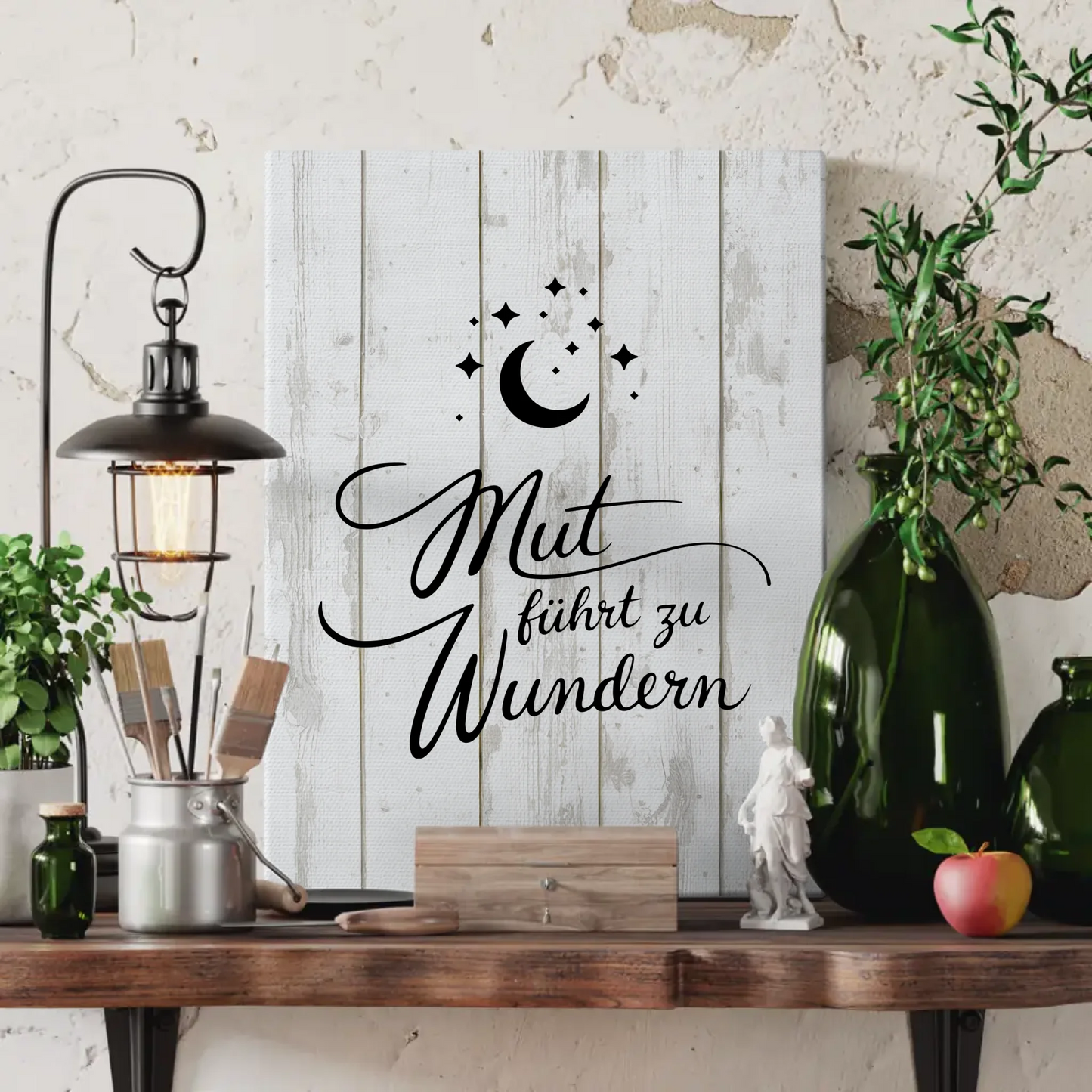 Affirmation Sprüche Leinwand Mut führt zu Wundern Geschenk