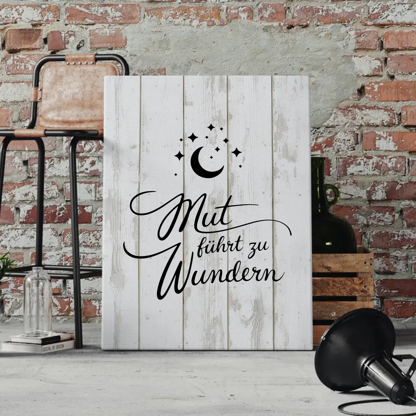 Affirmation Sprüche Leinwand Mut führt zu Wundern Geschenk