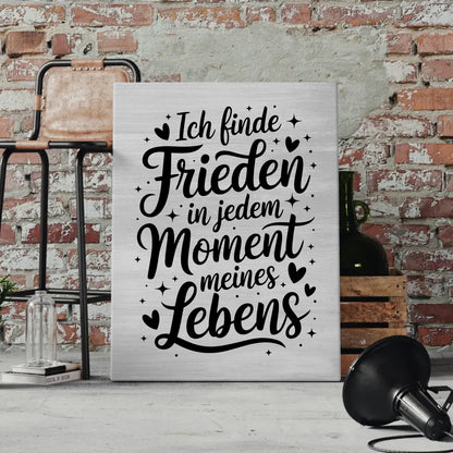 Affirmation Leinwand mit Spruch Ich finde Frieden positiv