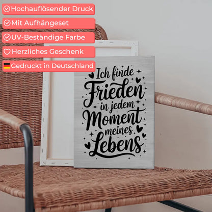 Affirmation Leinwand mit Spruch Ich finde Frieden positiv