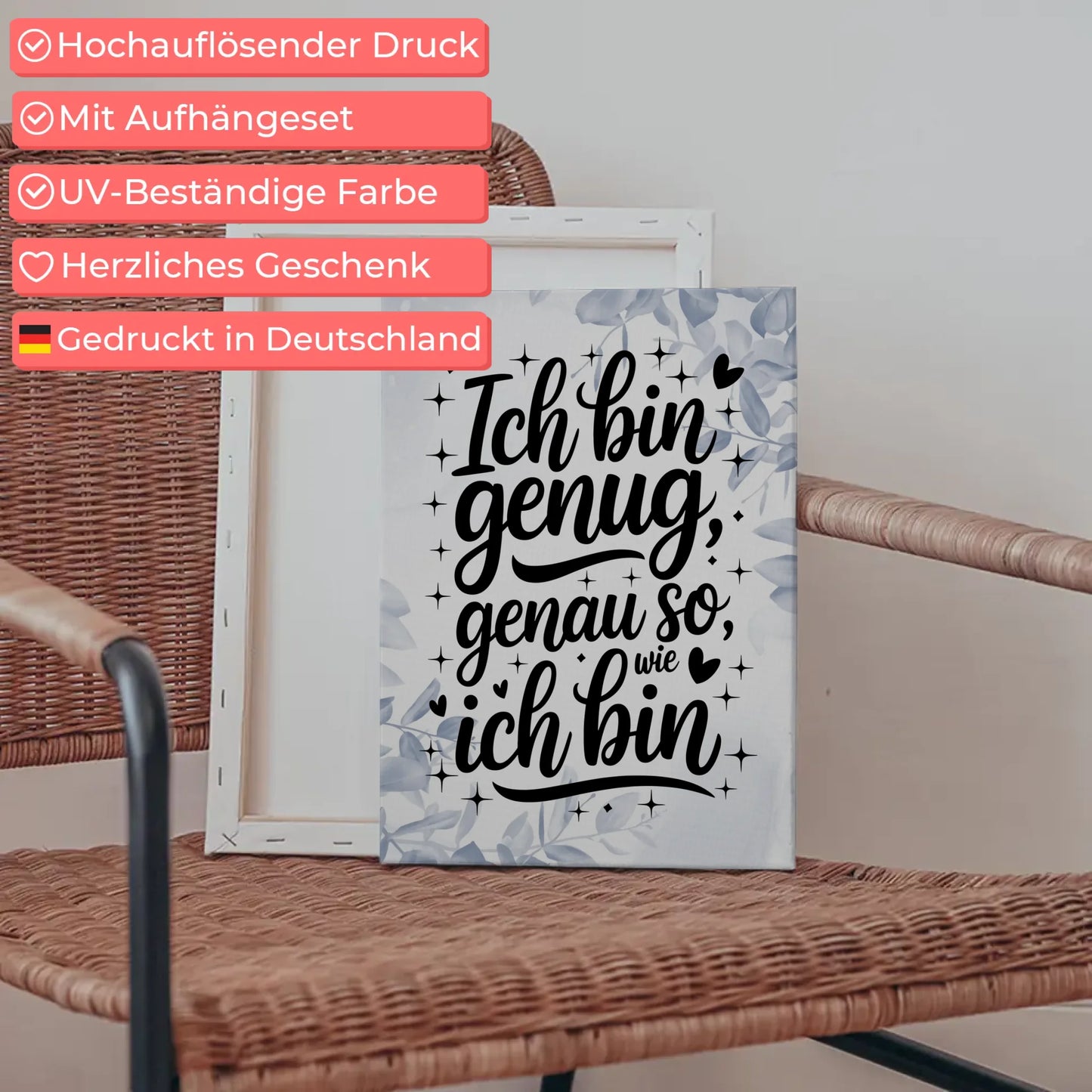 Affirmation Leinwand Spruch Ich bin genug genau so wie ich bin