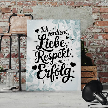 Personalisierte Leinwand Sprüche Affirmation Liebe Respekt Erfolg