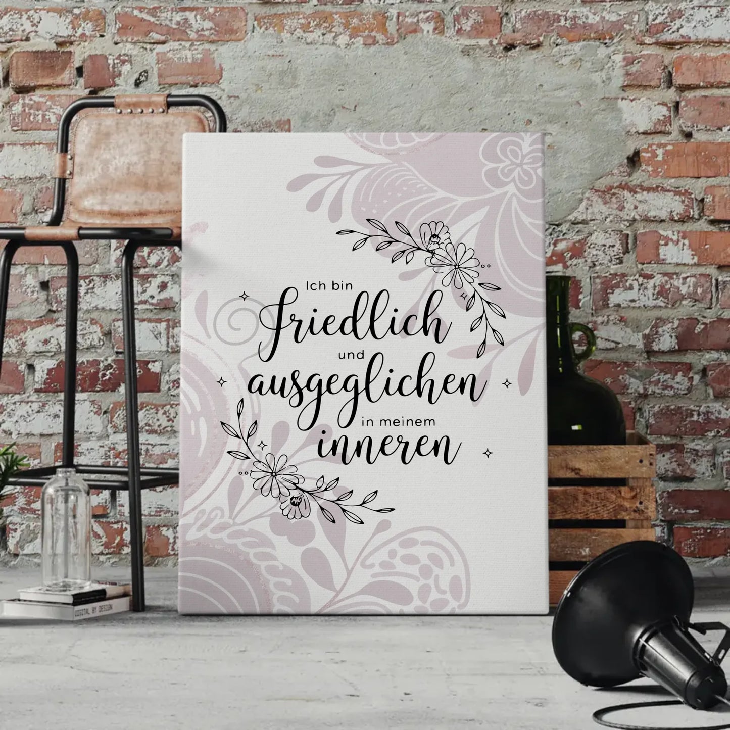 Affirmation Sprüche Leinwand Ich bin friedlich und ausgeglichen