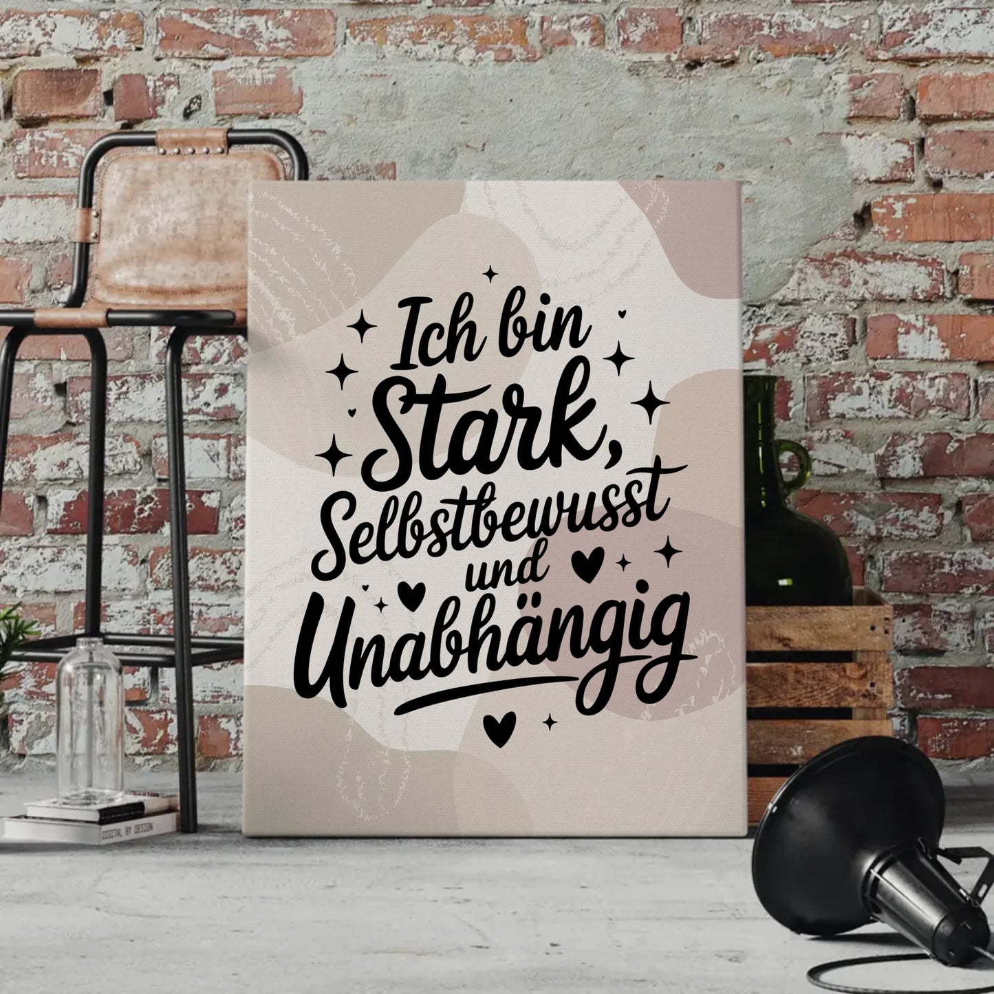 Affirmation Leinwand Mit Spruch Ich bin stark positiv unabhängig