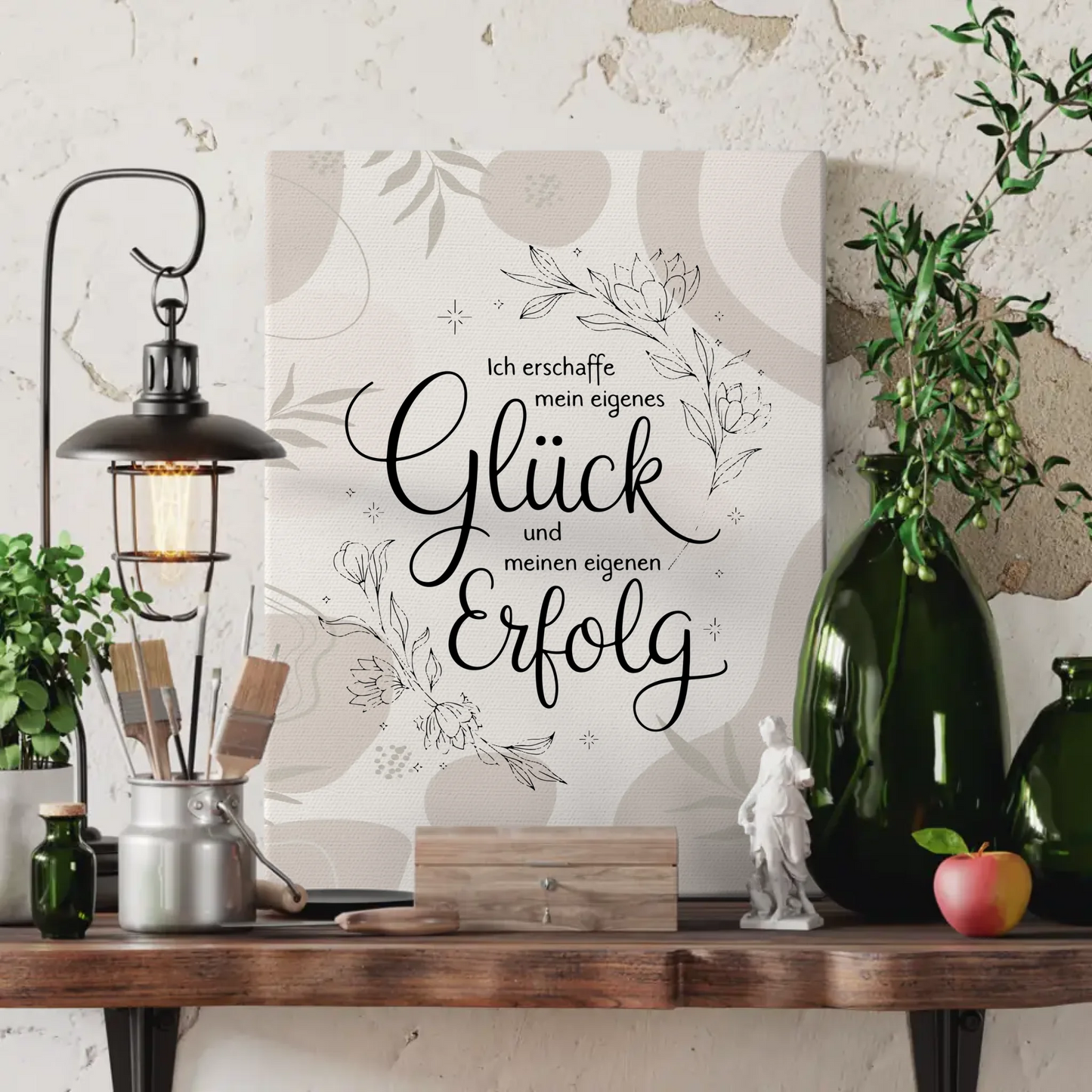 Spruch Leinwand Affirmation Ich erschaffe mein eigenes Glück positiv