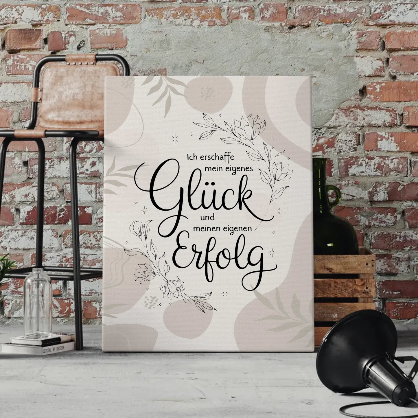 Spruch Leinwand Affirmation Ich erschaffe mein eigenes Glück positiv