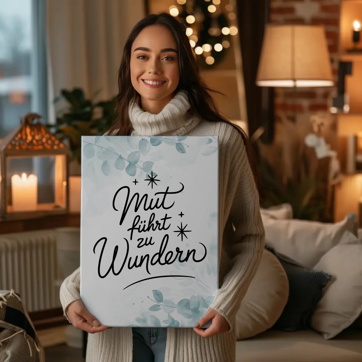 Personalisierte Sprüche Leinwand Affirmation Mut führt zu Wundern