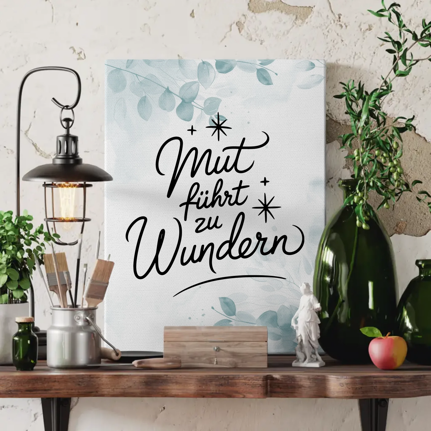 Personalisierte Sprüche Leinwand Affirmation Mut führt zu Wundern