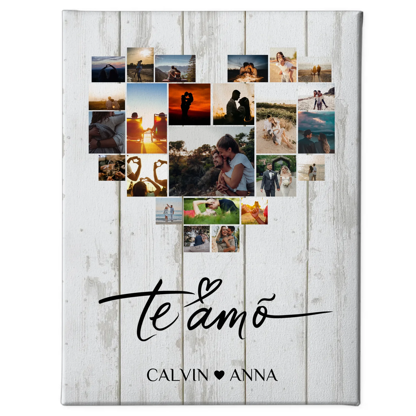 Paar Fotoleinwand Fotocollage Te Amo personalisiertes Geschenk