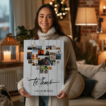 Paar Fotoleinwand Fotocollage Te Amo personalisiertes Geschenk